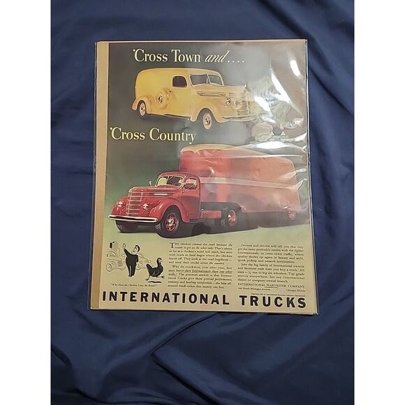 Vintage 1940 Orig Magazine Ad International Trucks Cross Town & Cross Country - Picture 1 of 4